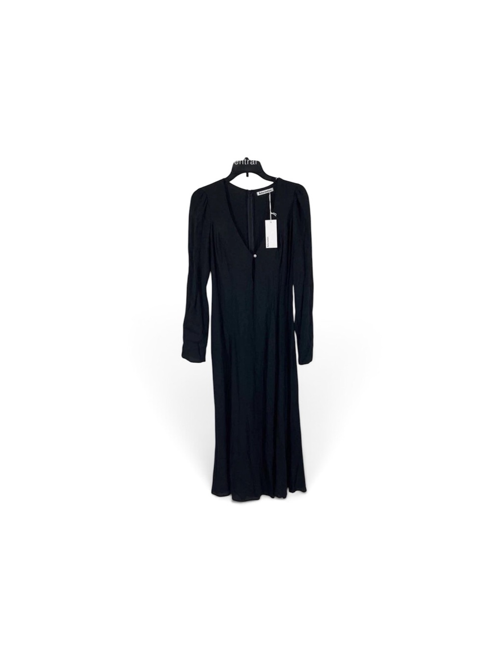 Reformation Black Deep V Neck Long Sleeve Maxi Dress NWT  Size:2